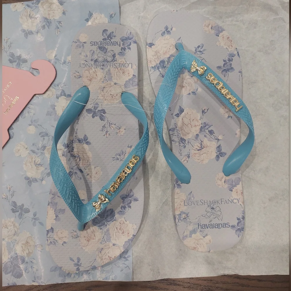 LoveShackFancy x havaianas Women's Whisper Blue Top Flip Flops - Picture 5 of 12